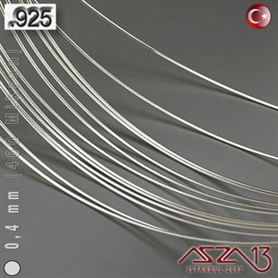 925 Ayar - 0,4 mm (400 Mikron) - Yuvarlak Gümüş Tel / 1 ve 5 m Seçenekli