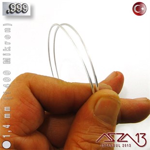 999 Ayar - 1,4 mm (1400 Mikron) - Yuvarlak Gümüş Tel / 50 Santimetre