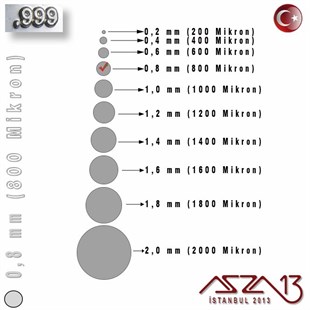 999 Ayar - 0,8 mm (800 Mikron) - Yuvarlak Gümüş Tel / 1 Metre