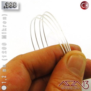 999 Ayar - 1,2 mm (1200 Mikron) - Yuvarlak Gümüş Tel / 1 Metre