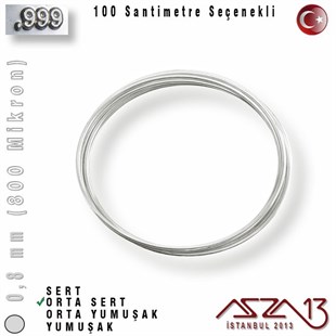 999 Ayar - 0,8 mm (800 Mikron) - Yuvarlak Gümüş Tel / 1 Metre