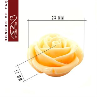 Pembe-Sarı Gül, 23 mm, Delikli ve Yapıştırma Yüzeyli / Paket İçeriği 1 Adet