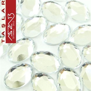 20 Adet 10x14 mm Kristal Renk Oval Akrilik Taş (6,8 gr)