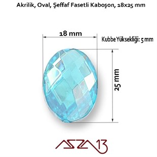 5 Adet 18x25 mm Mavi Renk Oval Akrilik Taş (5,6 gr)