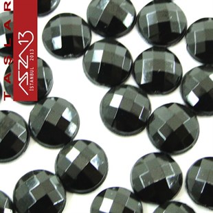 50 Adet 6 mm Siyah Renk Yuvarlak Akrilik Taş (2,6 gr)