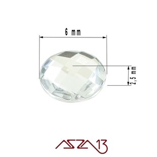 50 Adet 6 mm Kristal Renk Yuvarlak Akrilik Taş (2,6 gr)