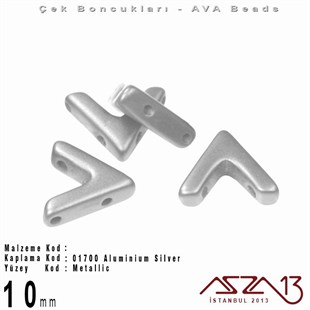 (Ava Beads) 10 mm Aluminium Silver Boncuk / 4 Adet