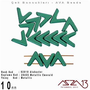 (Ava Beads) 10 mm Alabaster Metallic Emerald Boncuk / 4 Adet