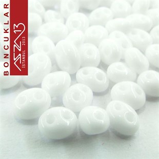 65 Adet 2,5x5 mm Beyaz Renkli Twin Cam Boncuk (3,8 gr)