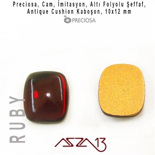 Ruby 10x12 mm Antik Kuşon İmitasyon Cam Kaboşon / Paket İçeriği 1 Adet