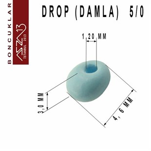 5/0 Damla (Drop), Bebek Mavisi, Kum Cam Boncuk / 20 gr