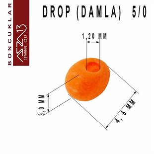 5/0 Damla (Drop), Turuncu, Kum Cam Boncuk / 20 gr