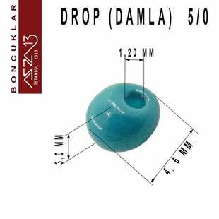 5/0 Damla (Drop), Küf Mavisi, Kum Cam Boncuk / 20 gr