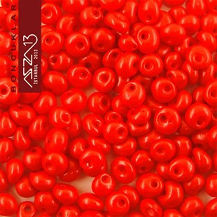 5/0 Damla (Drop), Kırmızı, Kum Cam Boncuk / 20 gr