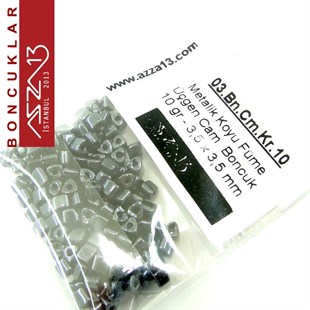 Metalik Koyu Füme, Opak 3,5x3,5 mm Üçgen Prizma Cam Boncuk / Paket İçeriği 160 Adet