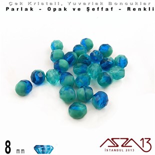 Çek Kristal Boncuk - Fire Polish - Yuvarlak - 8 mm - Topaz - 24 Adet
