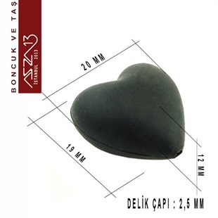 Siyah Silikon 19x20 mm Kalp Boncuk / Paket İçeriği 1 Adet