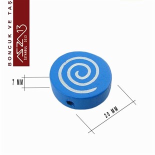 Yuvarlak 20 mm, Spiral Desenli Ahşap Boncuk (5,6 Gr) / Paket İçeriği 4 Adet