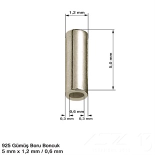 925K Gümüş - Boru Boncuk - 5x1,2 mm - 10 Adet