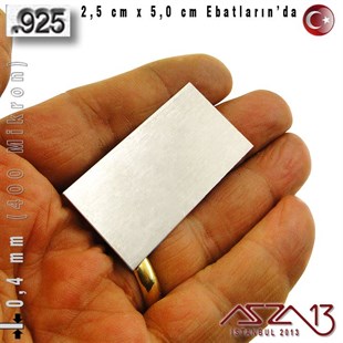 925 Ayar - 0,4 mm (400 Mikron) Kalınlıkta Gümüş Plaka - 2,5 cm / 5,0 cm Ebatlarında