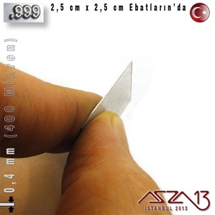 999 Ayar - 0,4 mm (400 Mikron) Kalınlıkta Gümüş Plaka - 2,5 cm / 2,5 cm Ebatlarında