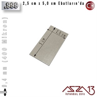 999 Ayar - 0,4 mm (400 Mikron) Kalınlıkta Gümüş Plaka - 2,5 cm / 5,0 cm Ebatlarında