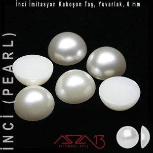 60 Adet 6 mm Beyaz Renk Yarım Yuvarlak Akrilik İnci Yapıştırma Taş (4,5 gr)