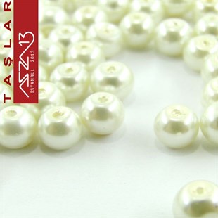 82 Adet 6 mm Beyaz Renk İnci Boncuk (25 gr)