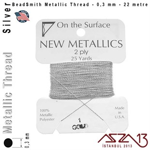 Metalik İp - Silver - Gümüş - 0,30 mm Kalınlıkta İp / 22 metre