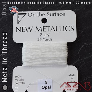 Metalik İp - Opal - Beyaz Opal - 0,30 mm Kalınlıkta İp / 22 metre