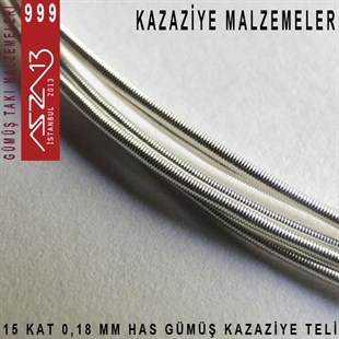 15 Kat (18 Mikron Telden), 140 cm, 1000K Gümüş Kazaziye Teli / Paket İçeriği 1 Adet