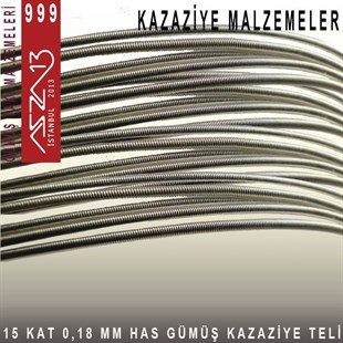 15 Kat (18 Mikron Telden), 140 cm, 1000K Gümüş Kazaziye Teli / Paket İçeriği 1 Adet