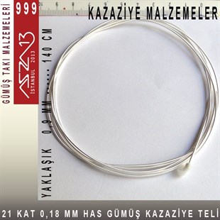 21 Kat (18 Mikron Telden), 140 cm, 1000K Gümüş Kazaziye Teli / Paket İçeriği 1 Adet