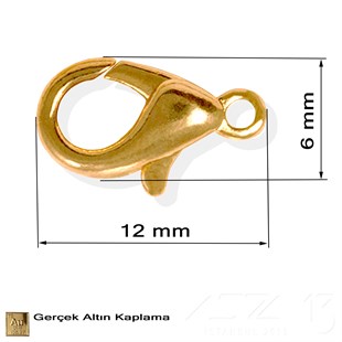 Klips - Damla (Papağan) - Gerçek Altın Kaplama - 12 mm - 5 Adet