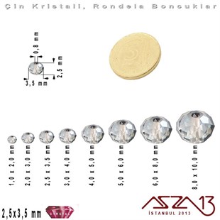 Şeffaf - 2,5x3,5 mm - Efektli Amber - Kristal Rondela Boncuk / 150 Adet