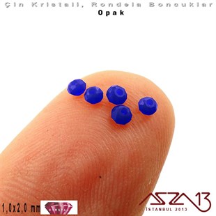 Opak - 1x2 mm - Royal Mavi - Kristal Rondela Boncuk / 210 Adet