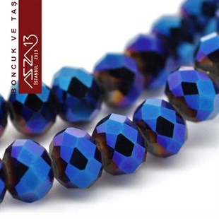 6x8 mm - Kristal - Metalik Kobalt Mavi - Rondela Boncuk / 70 Adet