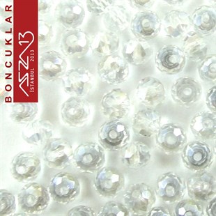 3x4 mm - Kristal - Efektli Beyaz - Rondela Boncuk / 145 Adet