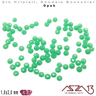 Opak - 1x2 mm - Turkuaz Yeşil - Kristal Rondela Boncuk / 210 Adet