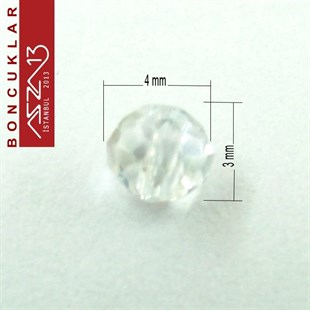 3x4 mm - Kristal - Efektli Beyaz - Rondela Boncuk / 145 Adet