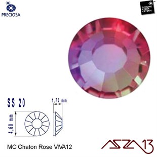 SS20 Chaton Rose (4,7 mm) Altı Düz Yapıştırma Fuchsia AB Efektli Kristal Taş  / Paket İçeriği 36 Adet