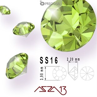 SS16 Optima (3,9 mm) Altı Sivri Peridot, Kristal Taş  / Paket İçeriği 72 Adet