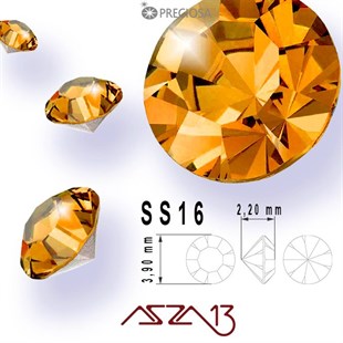 SS16 Optima (3,9 mm) Altı Sivri Topaz, Kristal Taş  / Paket İçeriği 72 Adet