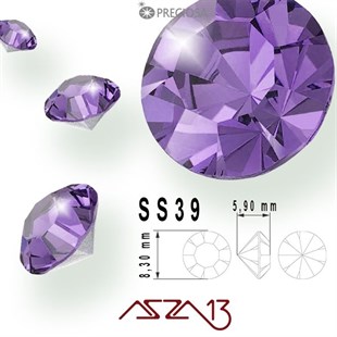 SS39 Optima (8,3 mm) Altı Sivri Purple Velvet Kristal Taş  / Paket İçeriği 9 Adet