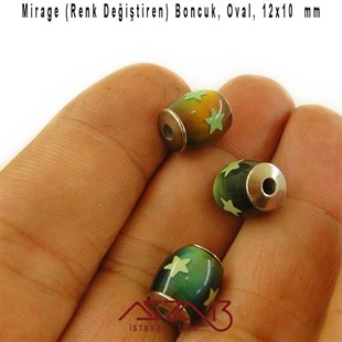 Renk Değiştiren Oval 10x12 mm Boncuk (Mirage Beads) / Paket İçeriği 1 Adet