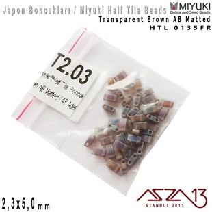 Half Tila Boncuk - Transparent Brown AB Matted- HTL0135FR / 48 Adet