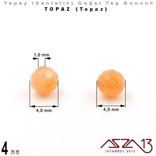 4 mm - Sentetik - Yuvarlak - Geodezik Yüzey - Topaz (Topaz) / 34 Adet