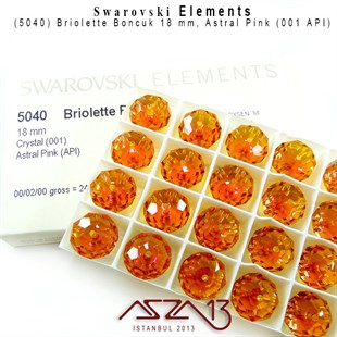 5040 001 API (Crystal Astral Pink) Briolette Bead (Biryolet Boncuk) 18 mm / 1 Adet