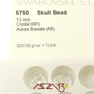 Swarovski 5750 Aurore Boreale (Skull Bead) 13 mm Kurukafa Boncuk