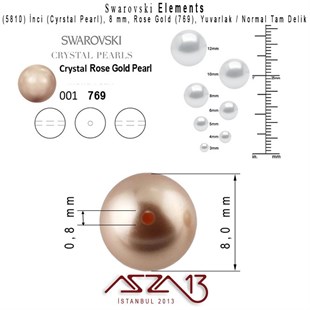 5810-769 Crystal Rose Gold Pearl 8 mm (İnci) / 30 Adet